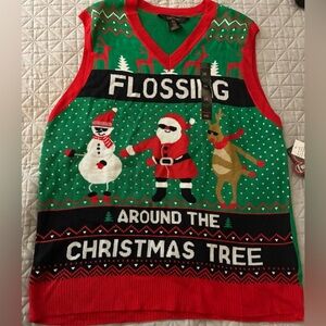 Ugly Christmas Vest NEW Size L/G Santa Reindeer Snowman Flossing Tree Dance Cute